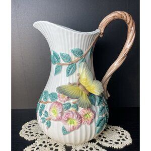 Vtg Fitz & Floyd Classics Pitcher 3D Butterfly Flowers Vine Handle Cottage Core